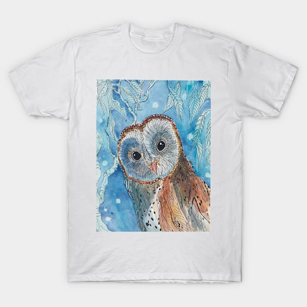 Owl in the woods T-Shirt by Janpaints